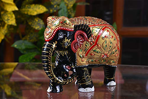 Painted Wooden Elephant with Wheels 