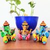 Showpiece Wooden Ganesha musical set bawla set dolls